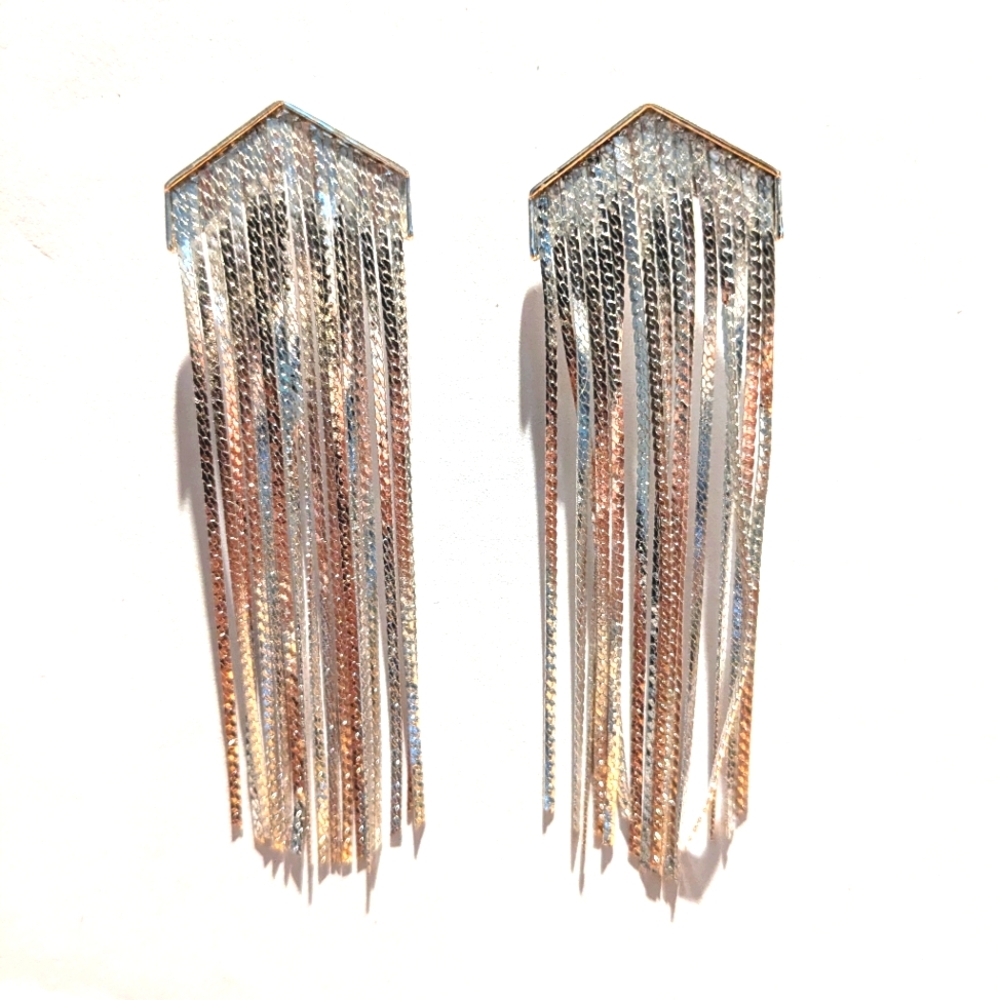 Stunning Silver ChainTassel Earrings NWOT